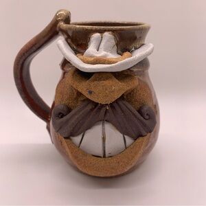 Eakin Pottery Stoneware Art Ugly Face Mug Cowboy Western HandMade Signed Vintage